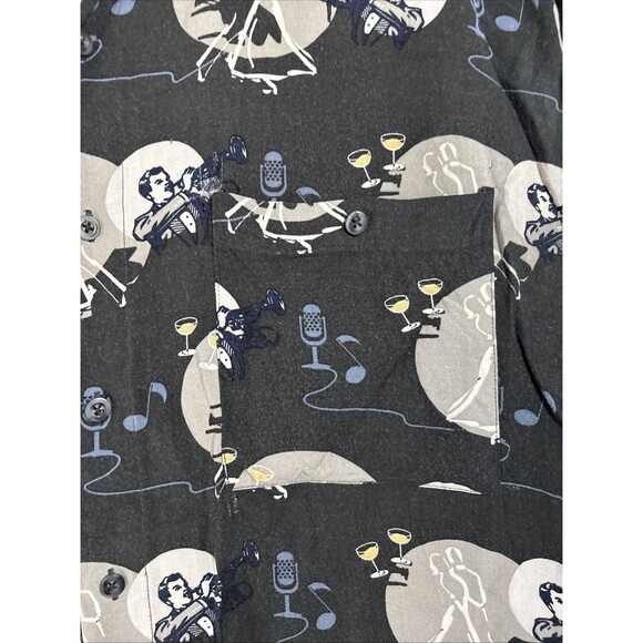 Vintage 80s City Streets Men's L Button Down Shirt Jazz Pattern - Picture 3 of 8